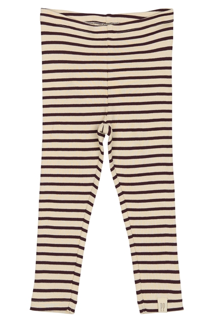 Petit Piao Legging Modal Striped - Dark Grape/Off White 